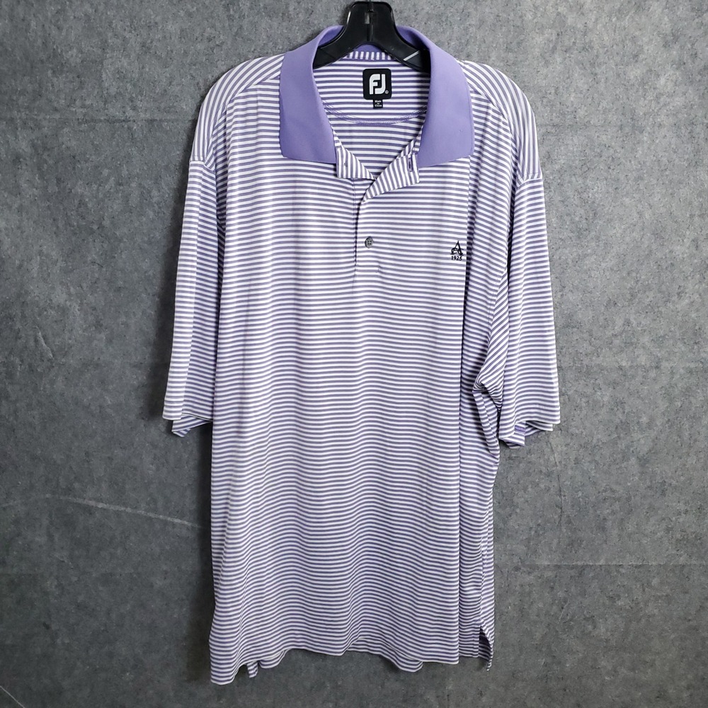FootJoy Performance Golf Polo Shirt Mens XL Striped Purple White Athletic Casual